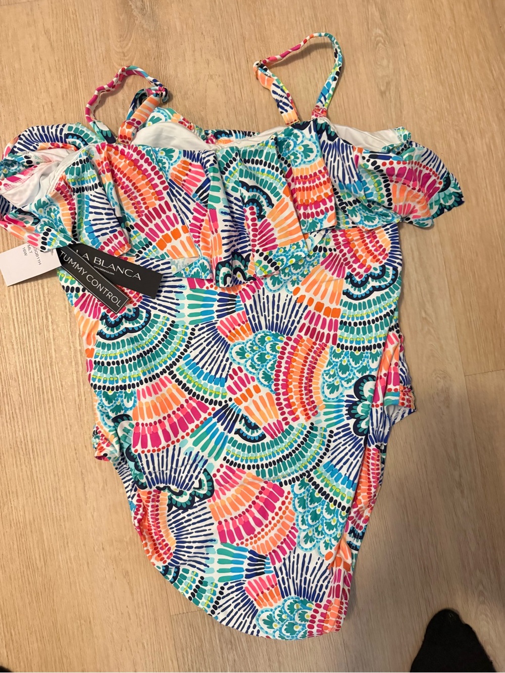 La Blanca Tummy Control Ruffled Shoulder Swimsuit
